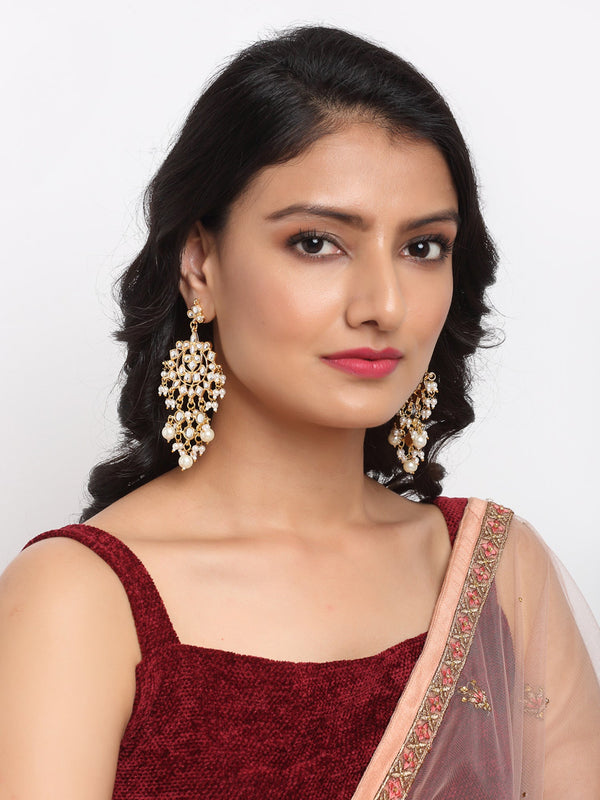 Kundan & Pearl Earrings - Ruby Raang - Distacart