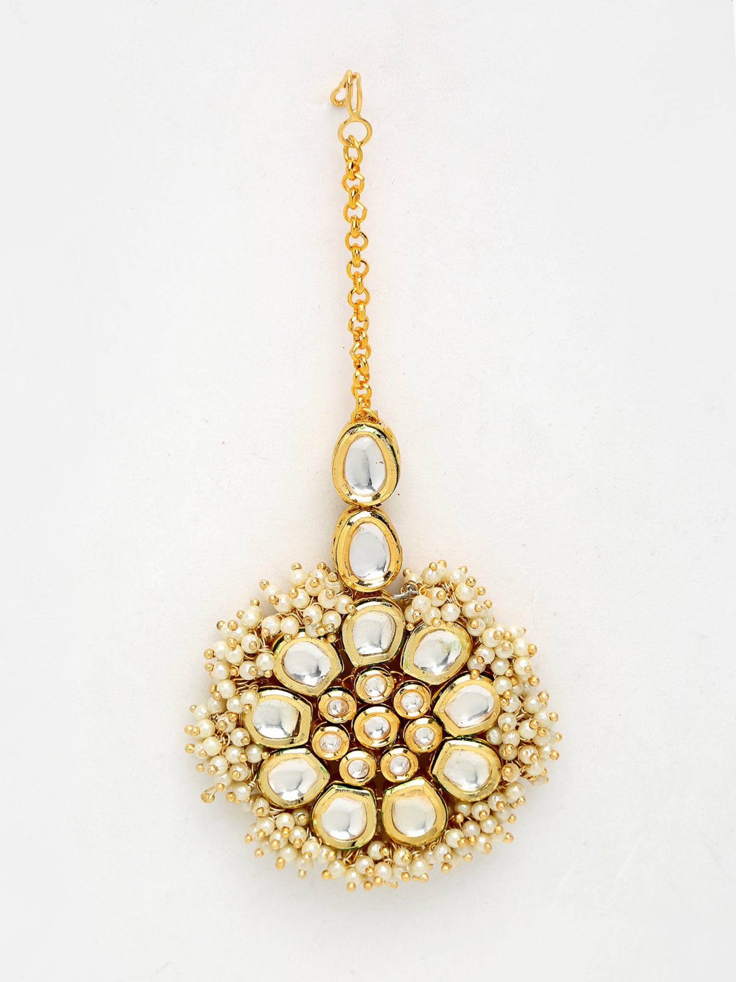 Kundan And Pearl Maang Tikka - Ruby Raang - Distacart