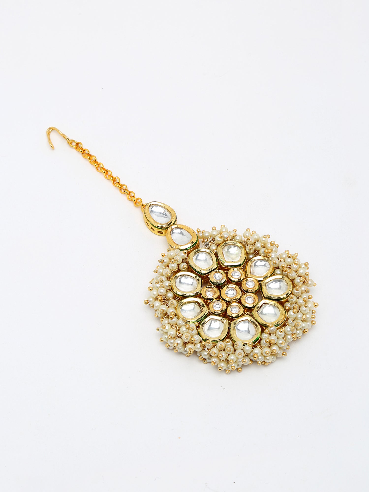 Kundan And Pearl Maang Tikka - Ruby Raang - Distacart