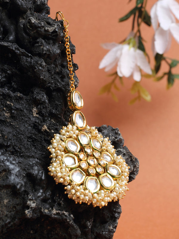 Kundan And Pearl Maang Tikka - Ruby Raang - Distacart