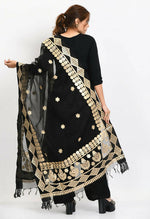Thumbnail for Mominos Fashion Moeza Women Organza Gotta Patti Bridal Dupatta Black Dupatta - Distacart