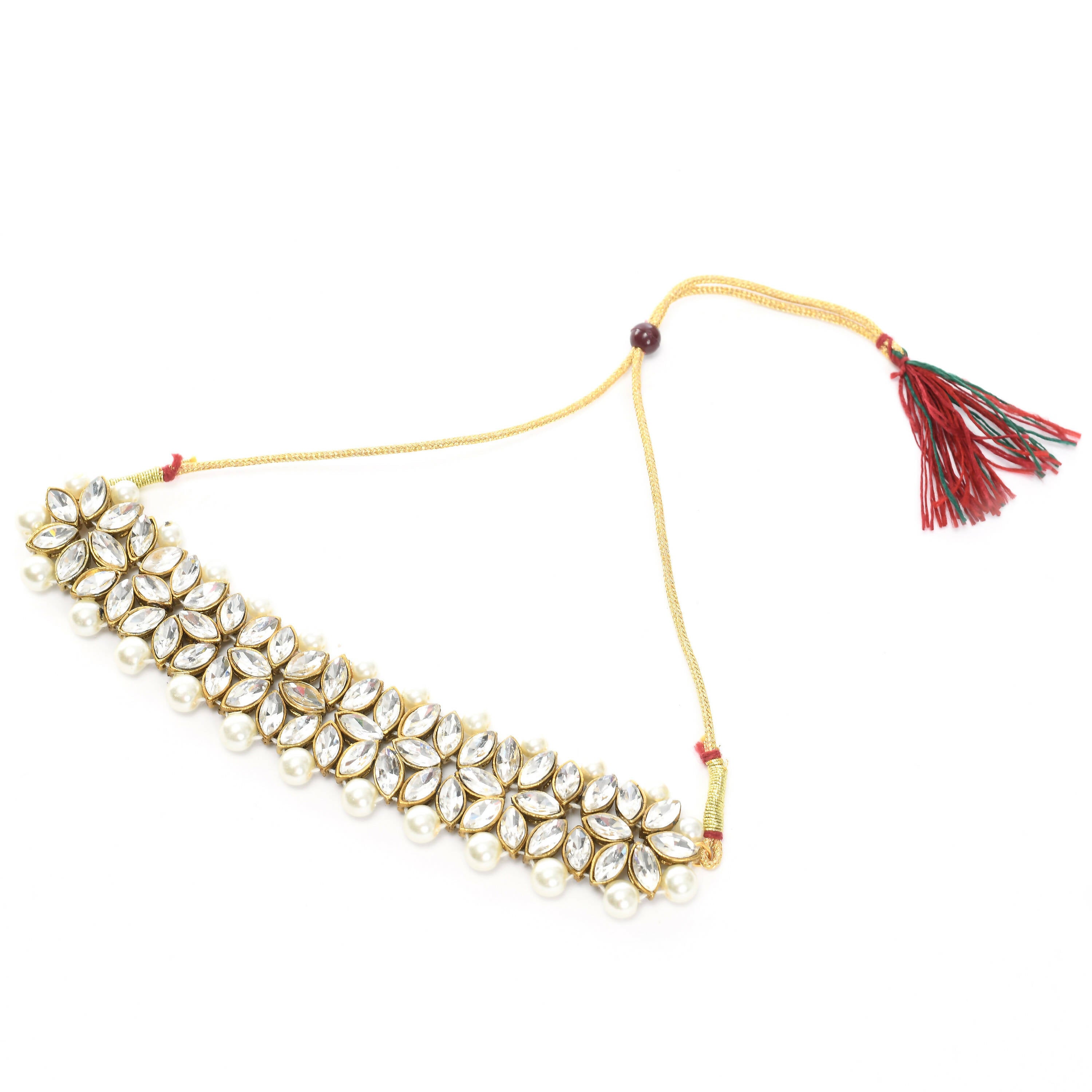 Mominos Fashion Johar Kamal Gold-Plated Rani Haar with White and Off white Pearls Jewellery Set - Distacart