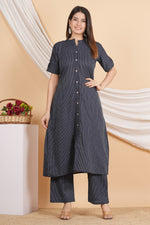 Thumbnail for House of RP Women Black Rayon Striped Kurta & Palazzo Set - Distacart