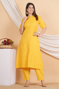 Thumbnail for House of RP Women Yellow Rayon Striped Kurta & Palazzo Set - Distacart
