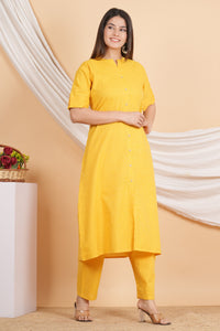 Thumbnail for House of RP Women Yellow Rayon Striped Kurta & Palazzo Set - Distacart