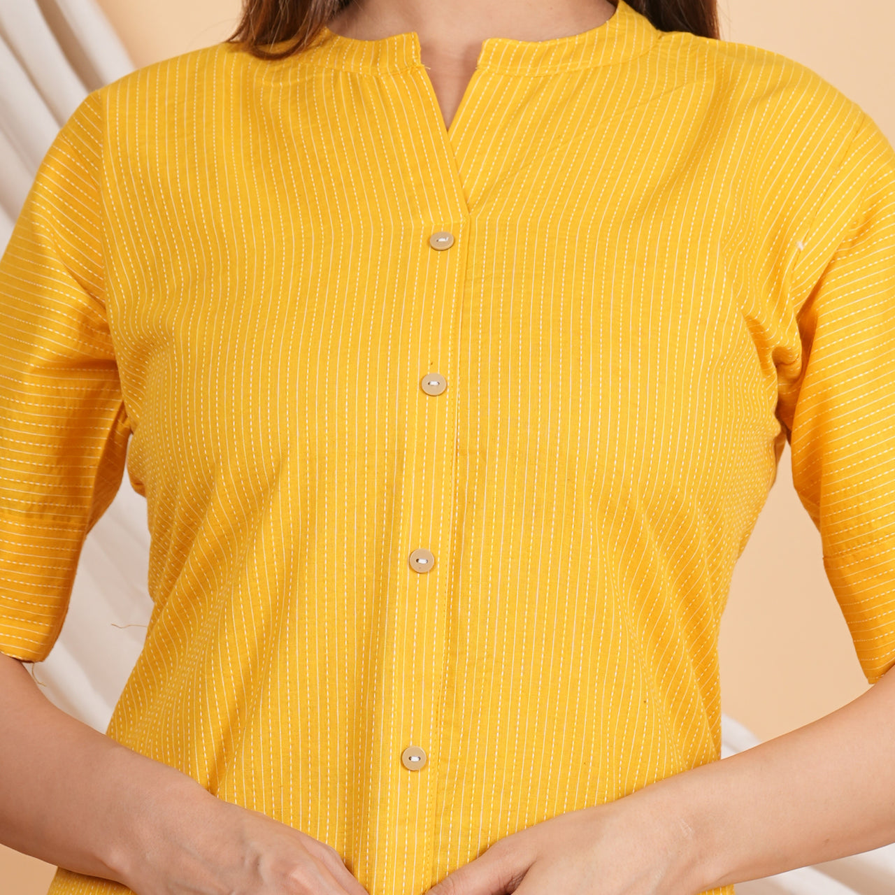 House of RP Women Yellow Rayon Striped Kurta & Palazzo Set - Distacart