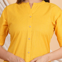 Thumbnail for House of RP Women Yellow Rayon Striped Kurta & Palazzo Set - Distacart