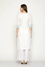 Thumbnail for Maai Rayon Hand Printed Kurta Off-White - Distacart