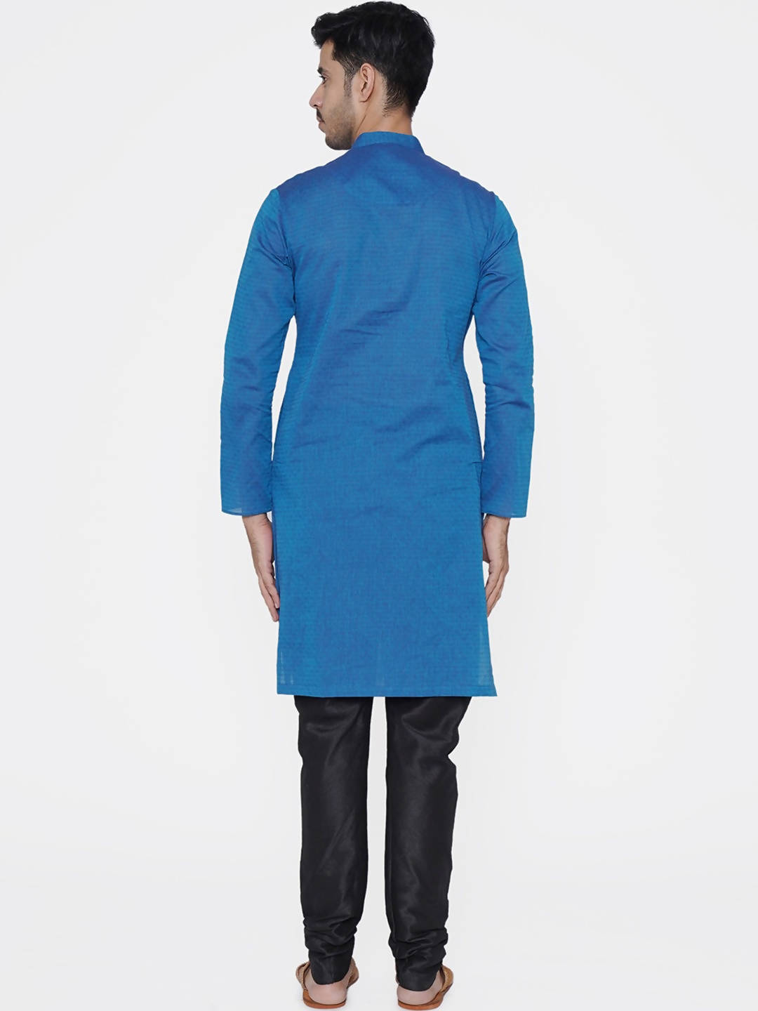 Manyavar Men Blue Woven Design Straight Kurta - Distacart