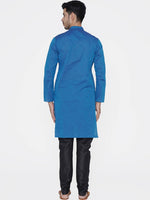 Thumbnail for Manyavar Men Blue Woven Design Straight Kurta - Distacart