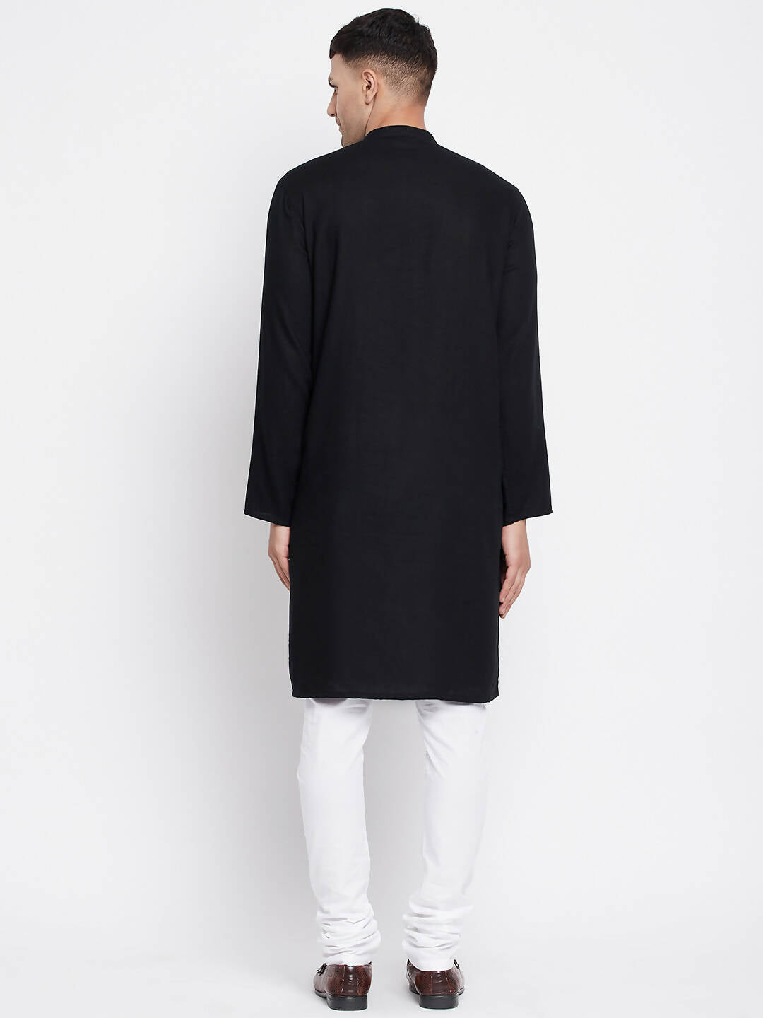 Even Apparels Black Pure Cotton Men's Sherwani Kurta With Open Front - Distacart