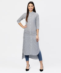 Thumbnail for NOZ2TOZ Blue Striped 3/4th Sleeve Cotton Tunic - Distacart