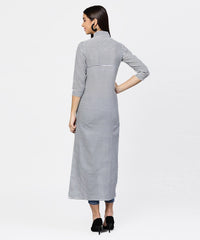 Thumbnail for NOZ2TOZ Blue Striped 3/4th Sleeve Cotton Tunic - Distacart