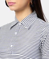 Thumbnail for NOZ2TOZ Blue Striped 3/4th Sleeve Cotton Tunic - Distacart
