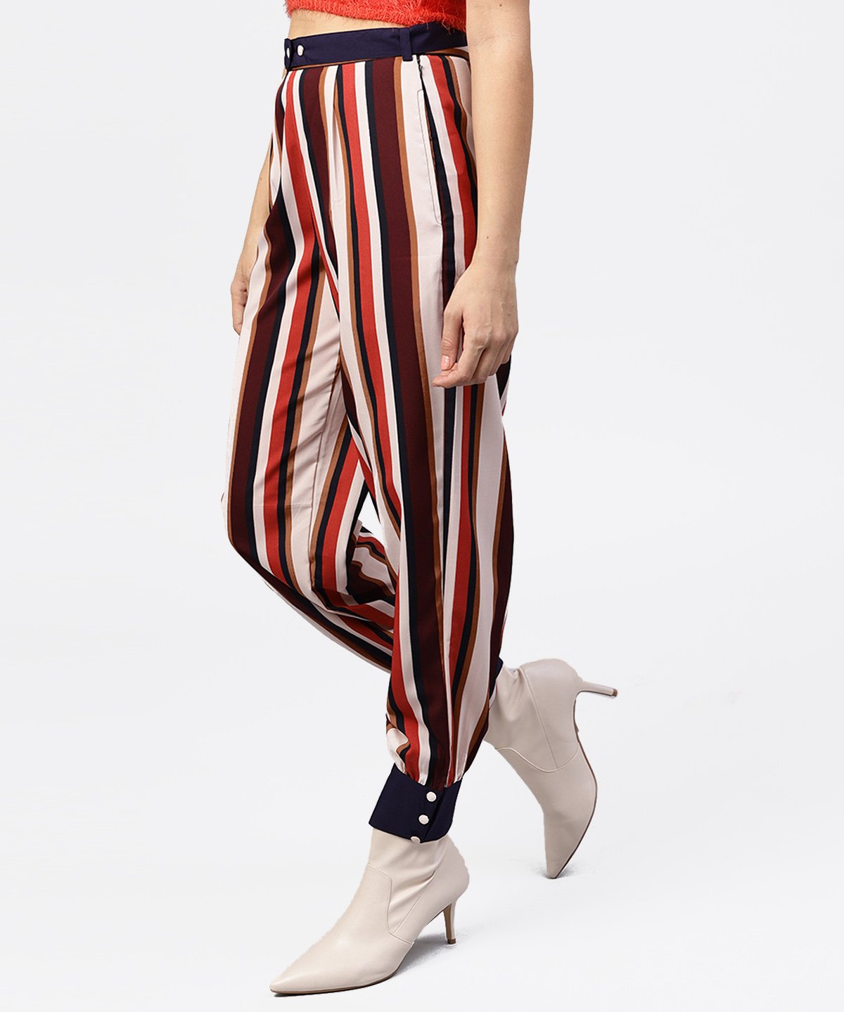 NOZ2TOZ Multi Printed Ankle Length Striped Trouser - Distacart