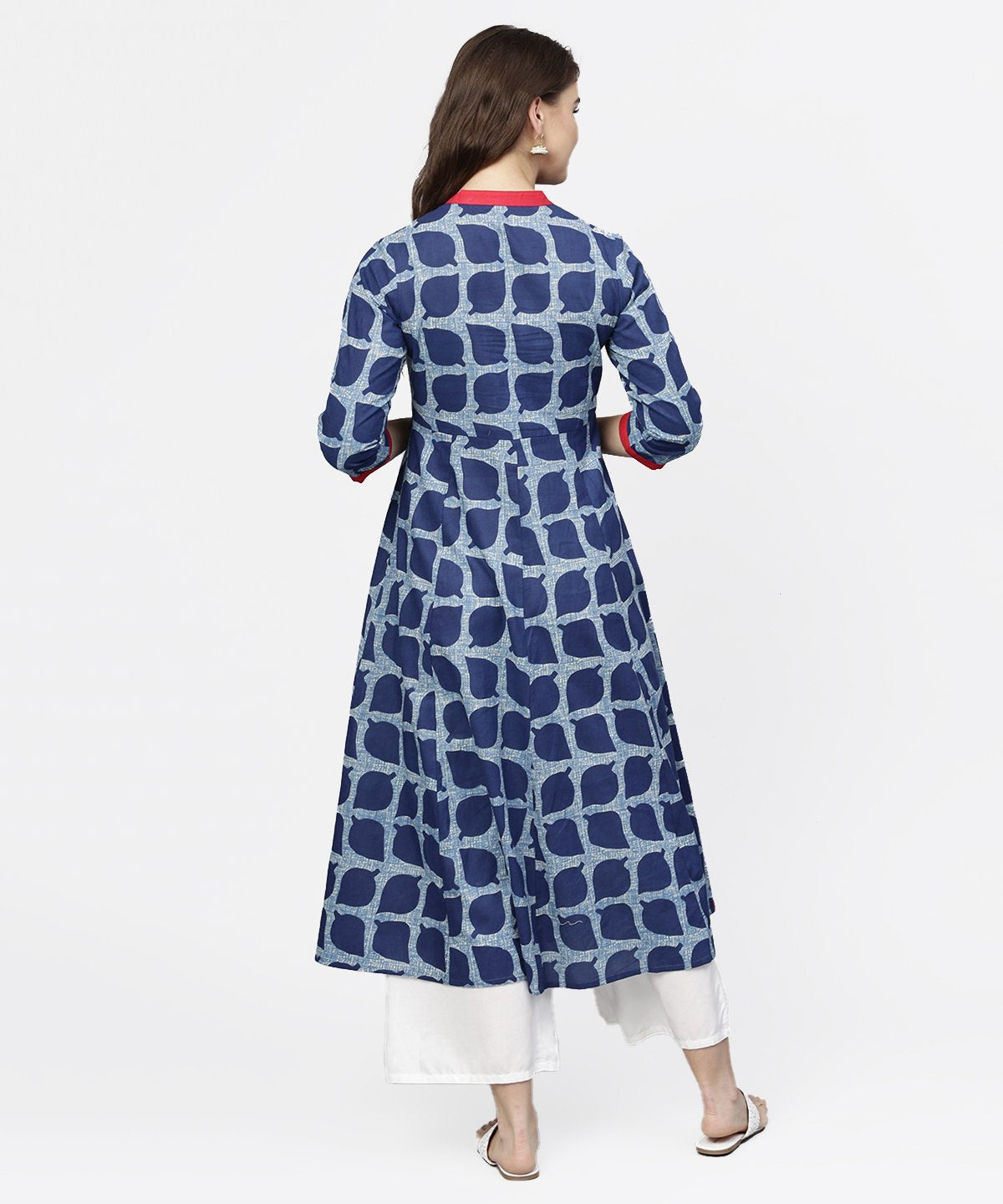 NOZ2TOZ Blue Printed 3/4th Sleeve Cotton Anarkali Kurta - Distacart