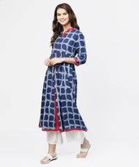Thumbnail for NOZ2TOZ Blue Printed 3/4th Sleeve Cotton Anarkali Kurta - Distacart