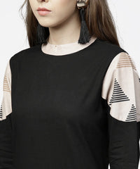 Thumbnail for NOZ2TOZ Black 3/4th Sleeve Cotton Maxi Dress With Double Pocket - Distacart