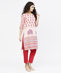Thumbnail for NOZ2TOZ Off White Printed 3/4th Sleeve Cotton Kurta - Distacart