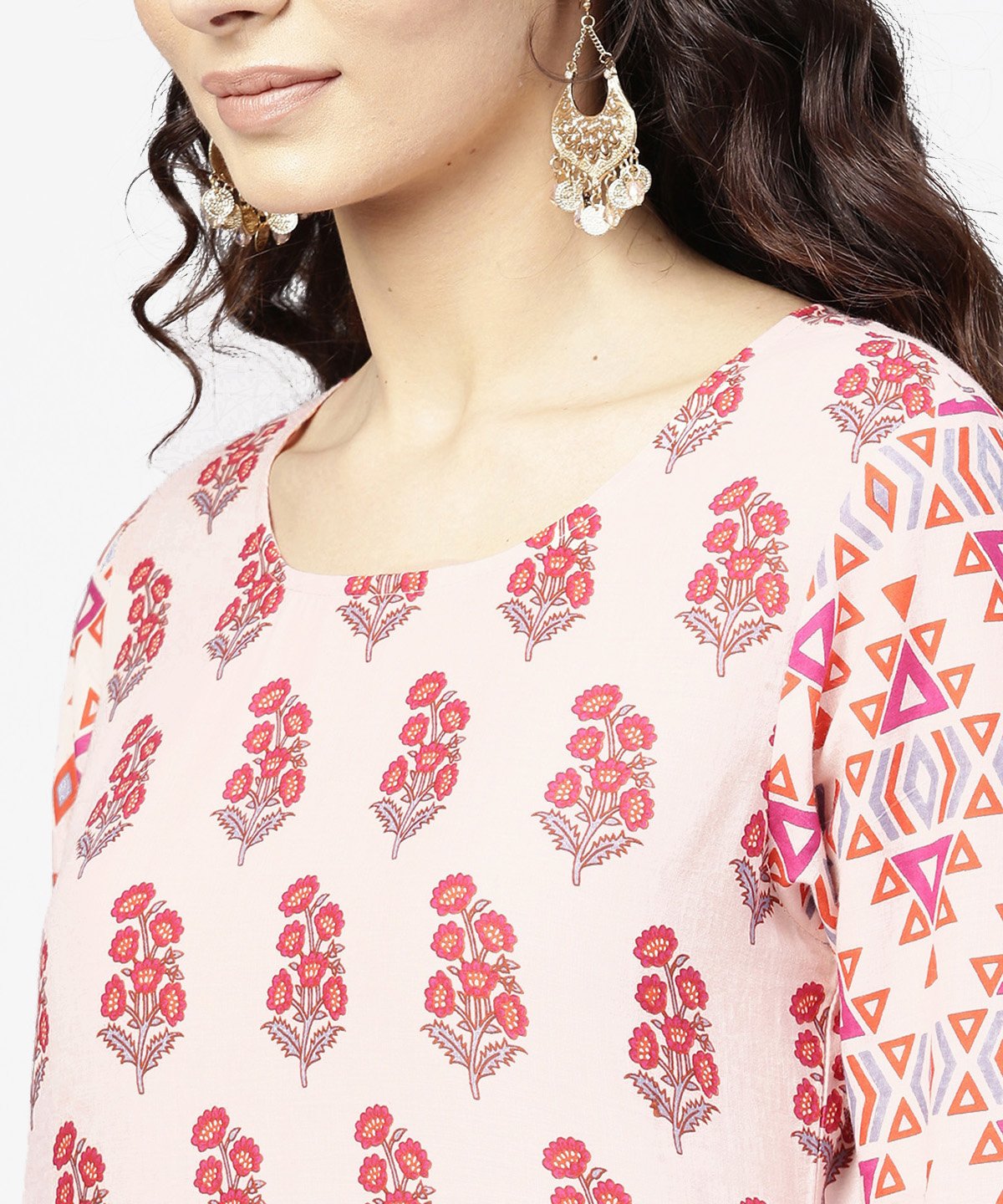 NOZ2TOZ Off White Printed 3/4th Sleeve Cotton Kurta - Distacart