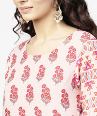Thumbnail for NOZ2TOZ Off White Printed 3/4th Sleeve Cotton Kurta - Distacart