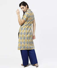 Thumbnail for NOZ2TOZ Blue Short Sleeve Cotton Kurta - Distacart