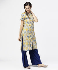 Thumbnail for NOZ2TOZ Blue Short Sleeve Cotton Kurta - Distacart