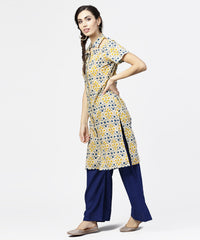 Thumbnail for NOZ2TOZ Blue Short Sleeve Cotton Kurta - Distacart