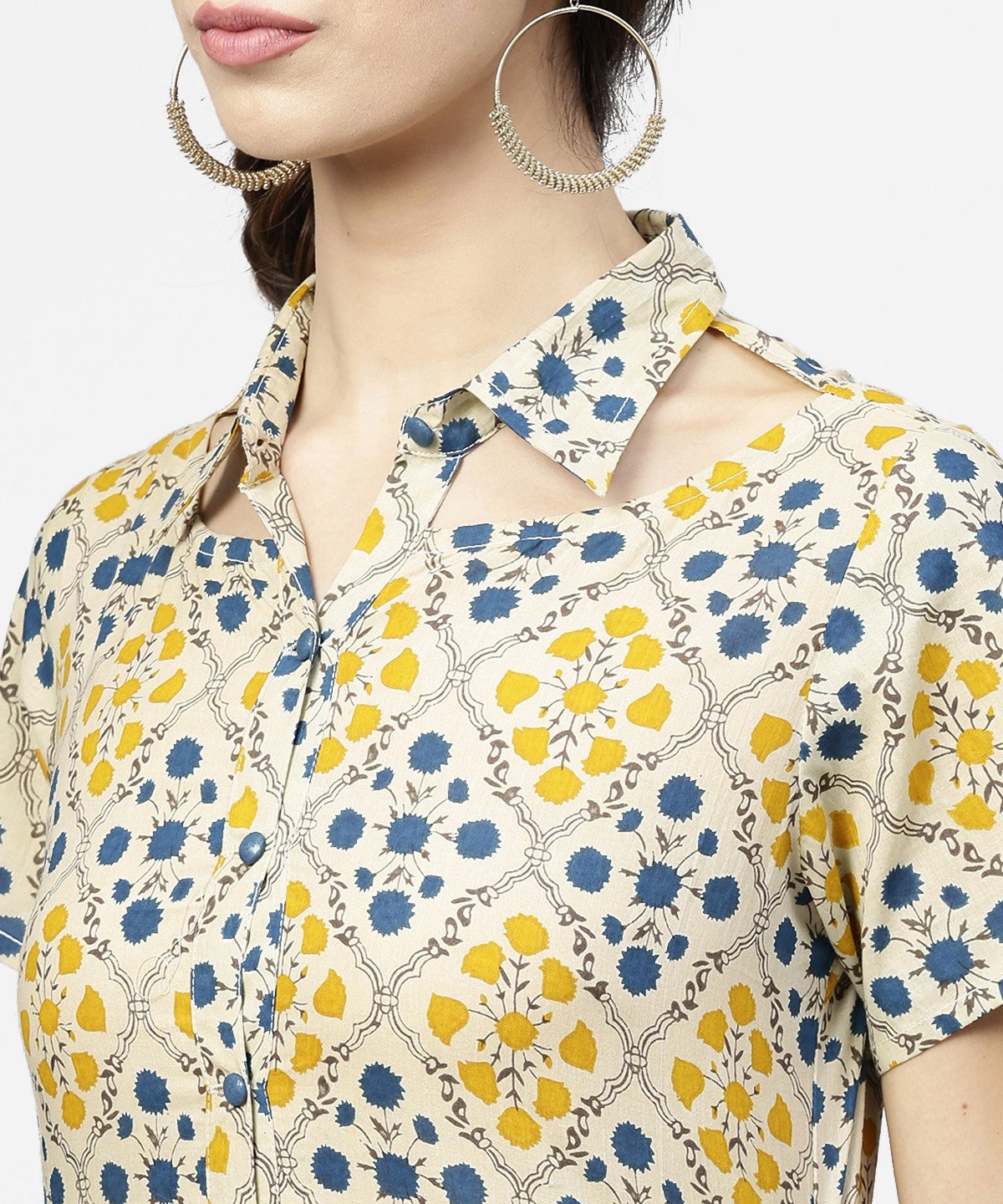 NOZ2TOZ Blue Short Sleeve Cotton Kurta - Distacart