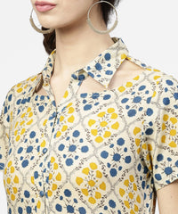 Thumbnail for NOZ2TOZ Blue Short Sleeve Cotton Kurta - Distacart