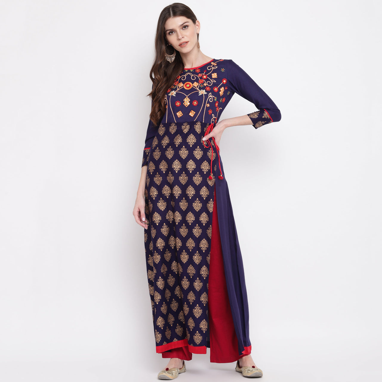 NOZ2TOZ Women's Blue Color Rayon A-Line Kurta Only - Distacart
