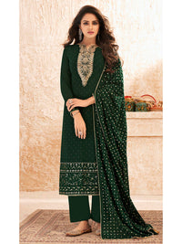 Thumbnail for Myra Deep Green Emboidered Georgette Pant Style Suit - Distacart