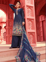Thumbnail for Myra Navy Blue Digital Print French Crepe Palazzo Suit