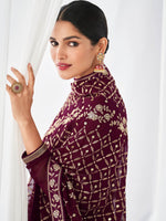 Thumbnail for Myra Purple Real Georgette Palazzo Style Suit