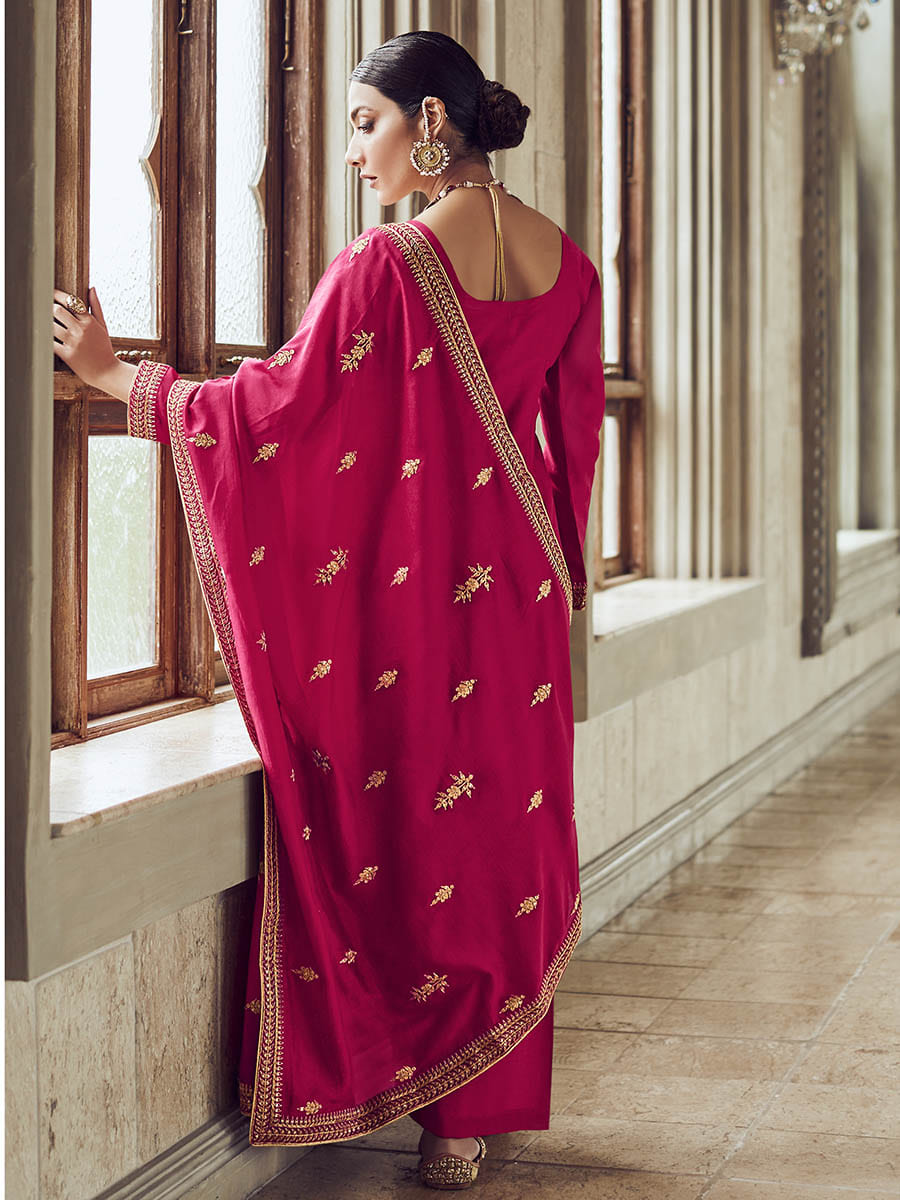 Myra Rani Premium Silk Embroidered Pant Style Suit - Distacart
