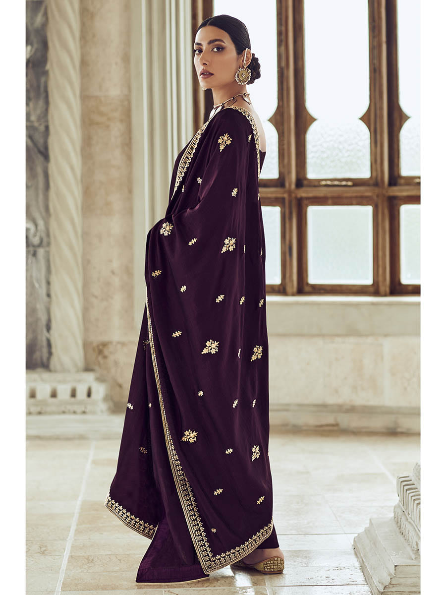Myra Bringle Blue Premium Silk Embroidered Pant Style Suit - Distacart