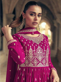 Thumbnail for Myra Rani Real Georgette Gharara Style Embroidered Suit - Distacart