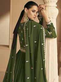 Thumbnail for Myra Mehendi Georgette Embroidered Designer Suit - Distacart