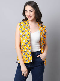 Thumbnail for Even Apparels Yellow Viscose Rayon Open Front Women's Waistcoat - Distacart