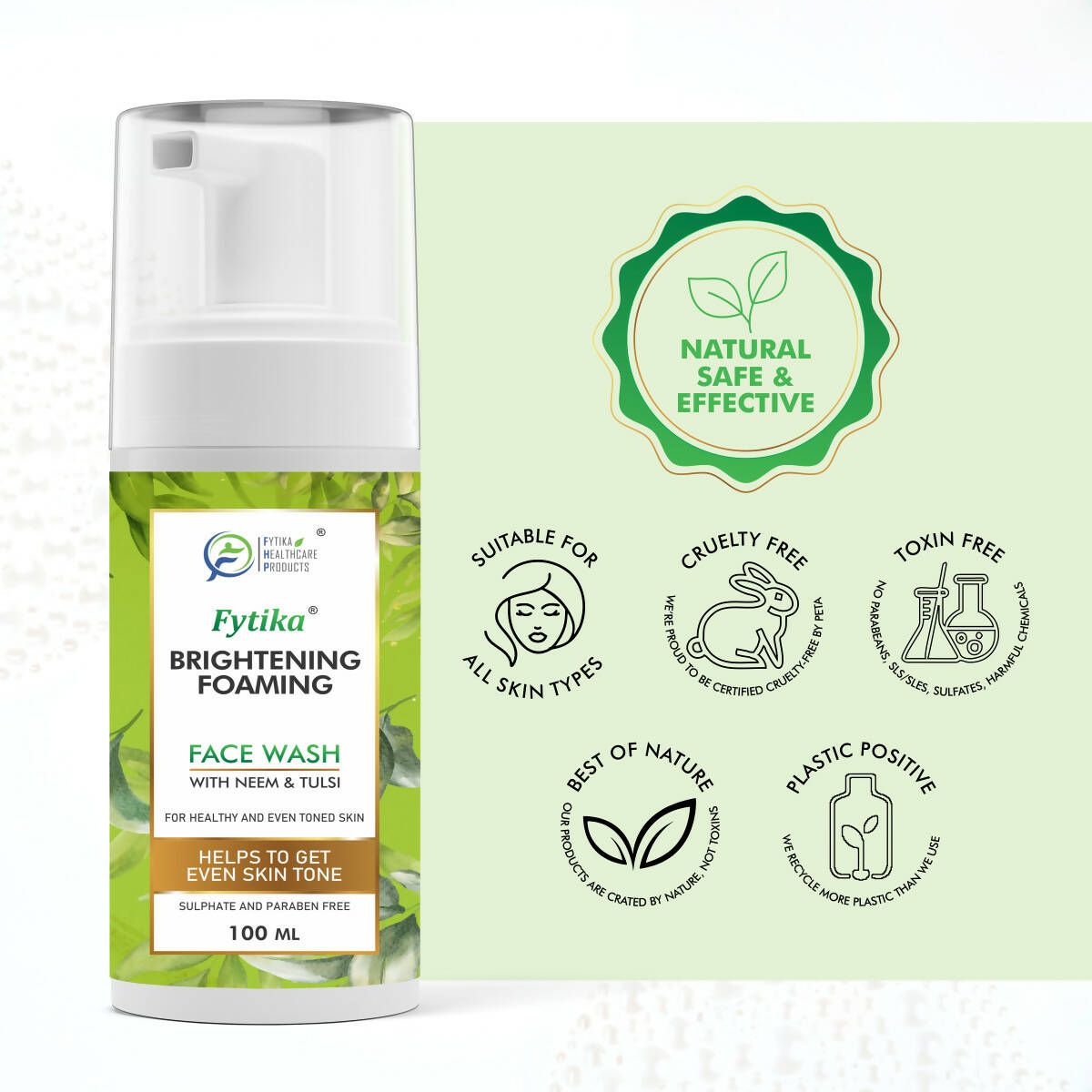 Fytika Brightening Foaming Facewash With Neem & Tulsi - Distacart