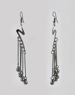 Thumbnail for VOJ Women Rhodium-Plated Drop Chain Earrings Stainless Steel Drops & Danglers - Distacart