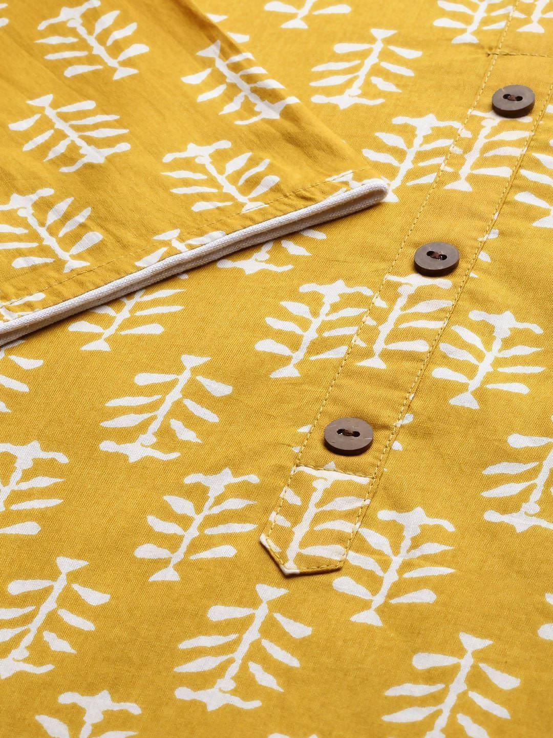 Vamika Printed Cotton Yellow Party Wear/Casual Wear Kurta Set/Suit - Distacart
