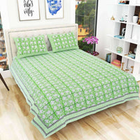 Thumbnail for Hand Block Printed Jaipuri Double 90x108 Inches Bedsheet/Bedspread with 2 Pillow Covers - Distacart