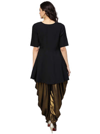 Thumbnail for Ahalyaa Black A-line Crepe Kurta Set