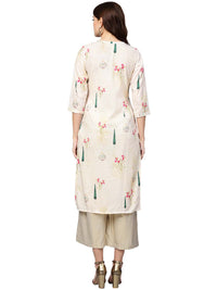 Thumbnail for Ahalyaa Beige Printed Straight Kurta For Women