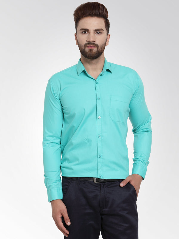 Jainish Men's Cotton Solid Aqua Blue Formal Shirt's ( SF 361Aqua ) - Distacart