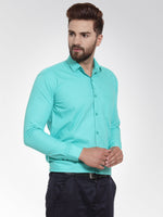 Thumbnail for Jainish Men's Cotton Solid Aqua Blue Formal Shirt's ( SF 361Aqua ) - Distacart