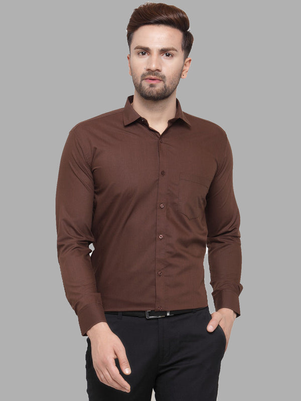 Jainish Men's Cotton Solid Coffee Formal Shirt's ( SF 361Coffee ) - Distacart