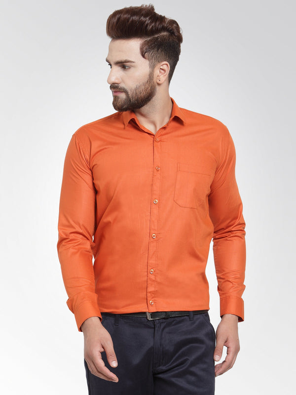 Jainish Men's Cotton Solid Dark Orange Formal Shirt's ( SF 361DO ) - Distacart