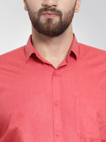 Thumbnail for Jainish Men's Cotton Solid Desire Orange Formal Shirt's ( SF 361Desire ) - Distacart
